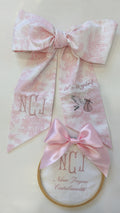 Pink toile bow It's a Girl