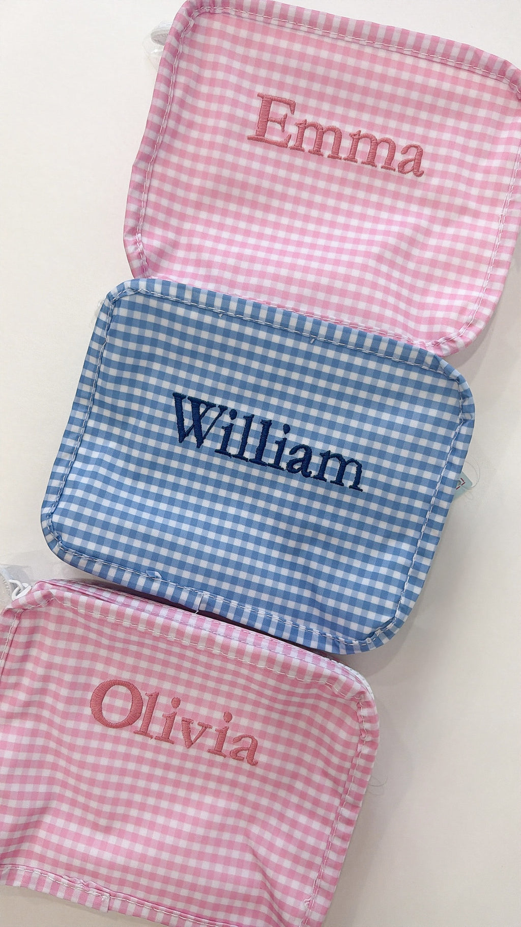 Wipeable Blue Gingham Stacking Set