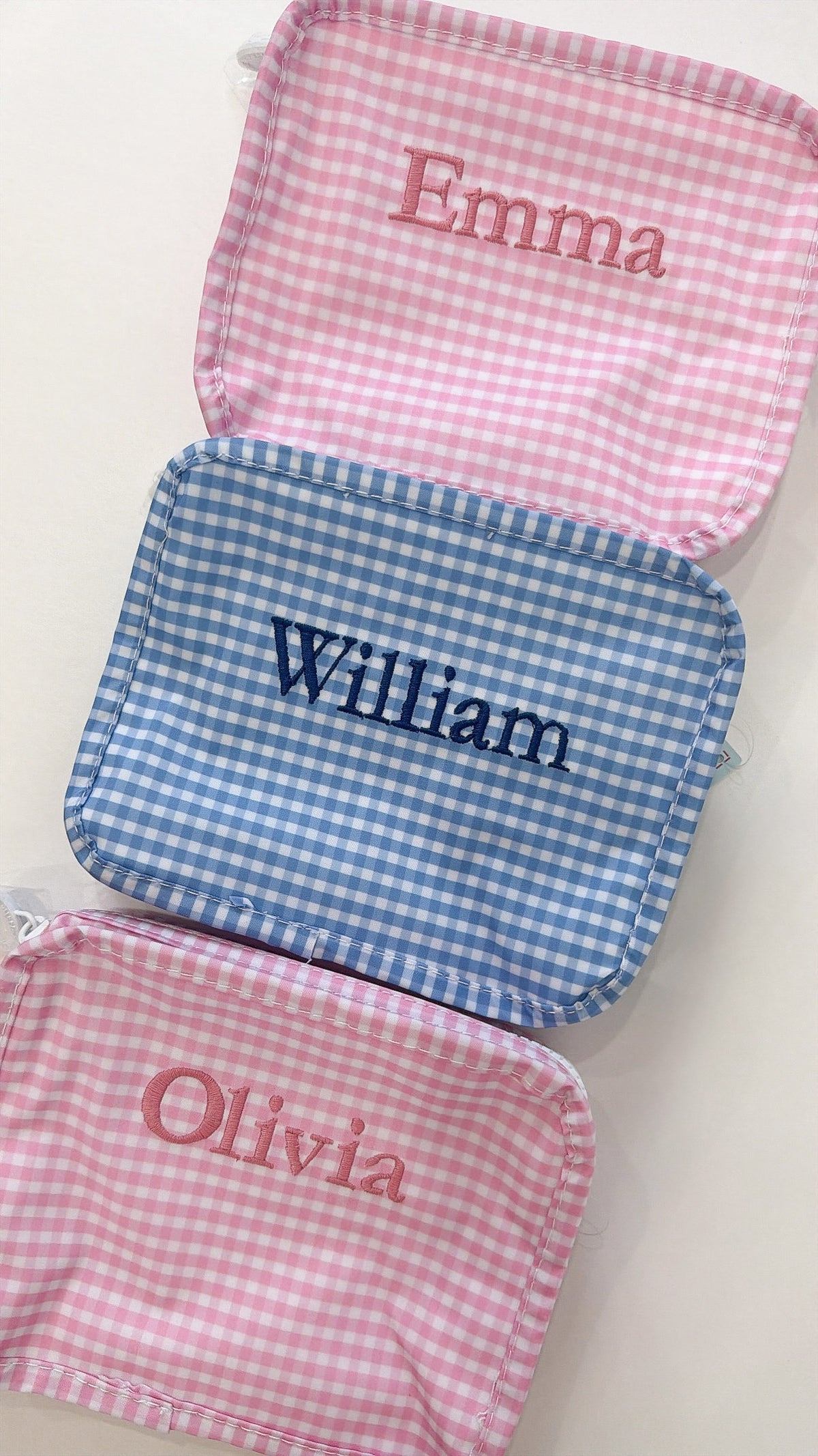 Wipeable Blue Gingham Stacking Set