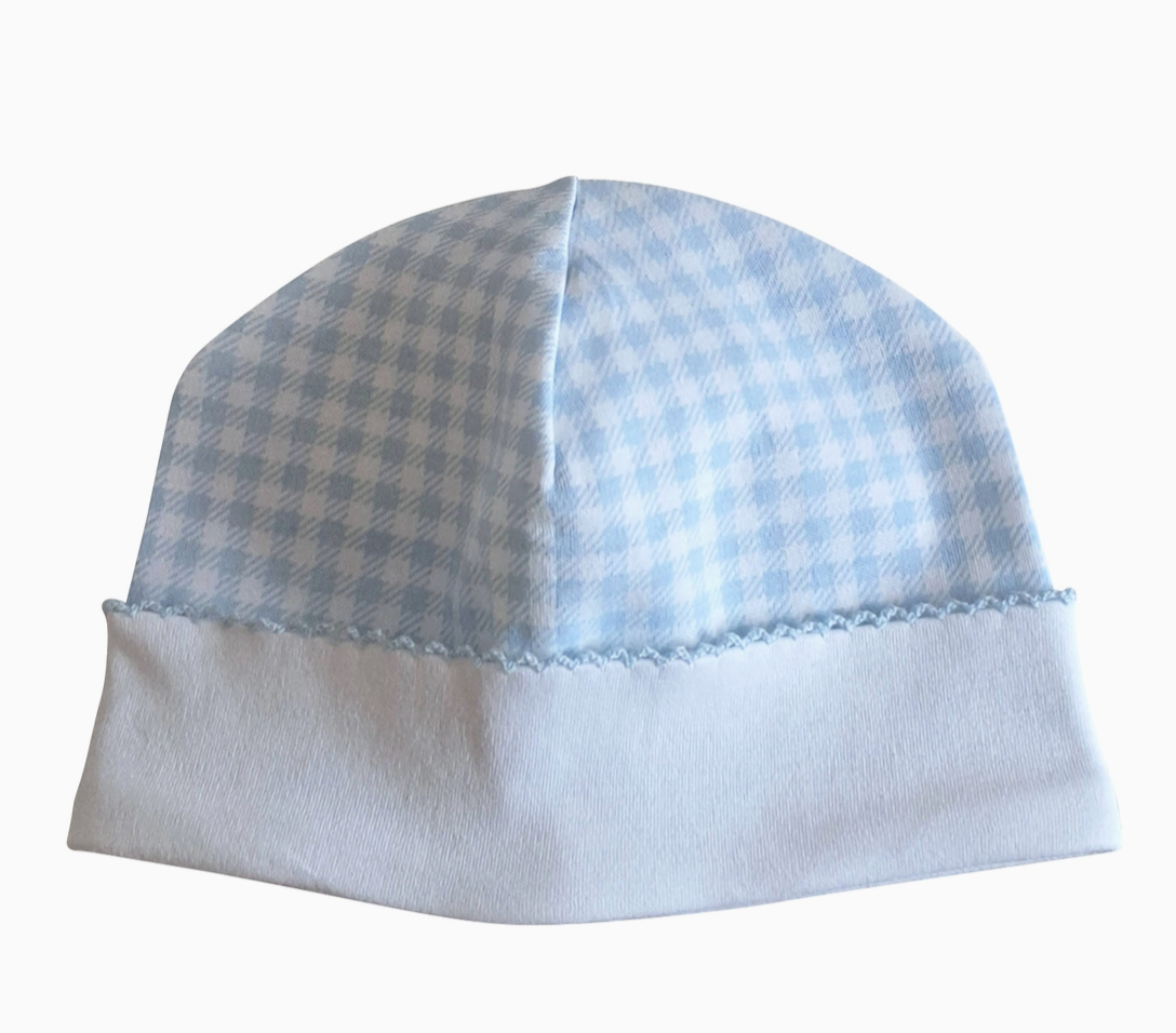Blue gingham hat