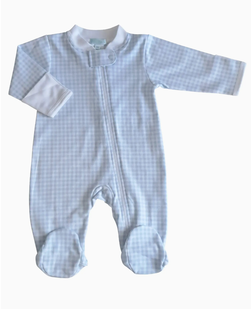 Blue gingham onesie